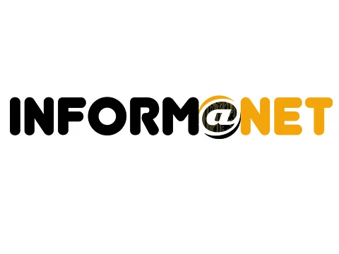 Logo horizontal INFORM@NET centré, avec un symbole arobase intégré au lettrage.
